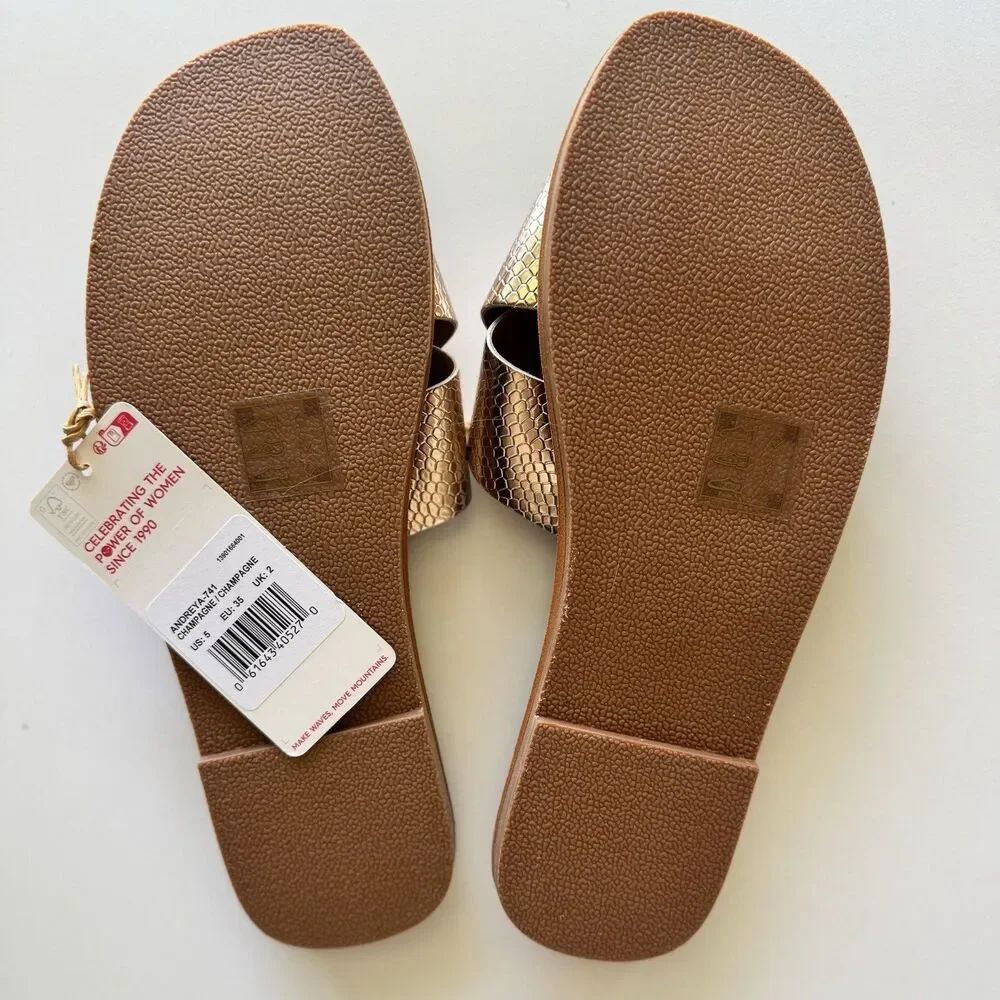 ROXY Women's Andreya Slide Sandal‎ Champagne Size 5 NWT